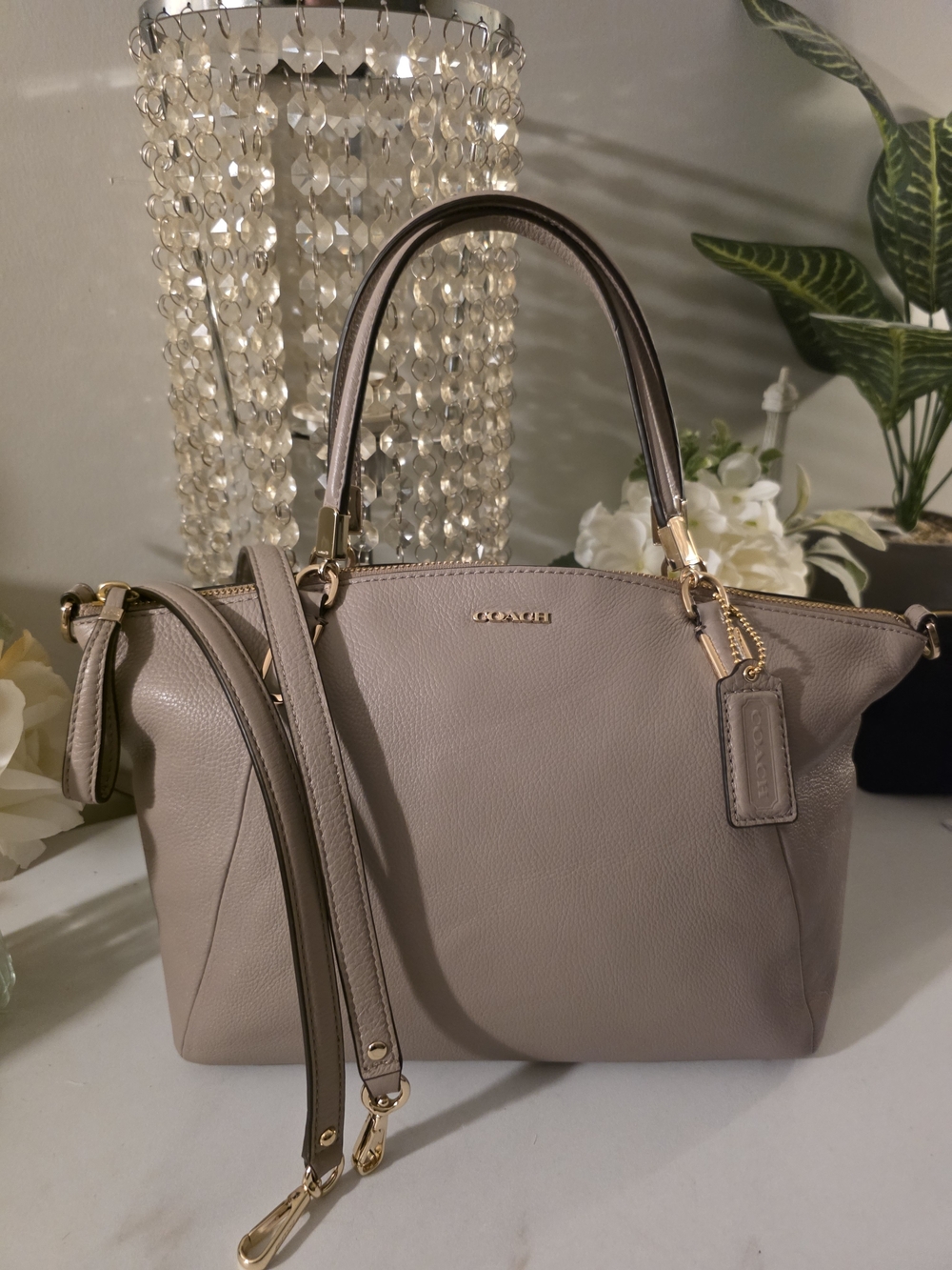 Coach Taupe Leather Satchel Handbag